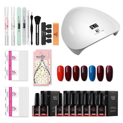 

Gel Nail Polish Kit Manicure Tools Nail Lamp Nail Polish Base Top Coat Set