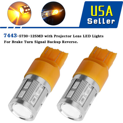 

4X 7443 12 SMD AmberYellow 10W 5730 Chip TailParking LED Light Bulbs 12V
