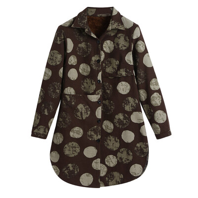 

Toponeto Women Cotton Linen Winter Warm Plus Velvet Coat Folk-Custom Print Outcoat Jacket