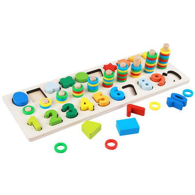 

Kids Wood Montessori Count Numbers Digital Shape Match Educational Math Toy