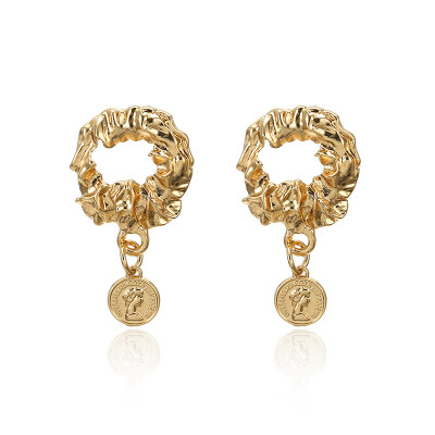 

2019 Vintage Earrings Large For Women Statement Earrings Geometric Golden Color Metal Pendant Earrings Trend Fashion Jewelry