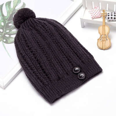 

Tailored Fashion Womens Winter Collar Plus Button Thick knit Warm Hat