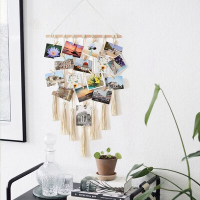 

Wall Hanging Photo Display Cotton Bohemian Tassel Tapestry Wall Cotton Rope Cord