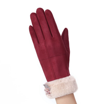 

New Fashion Winter Women Gloves Touch Screen Warm Thick Velvet Lady Full Finger Gloves
