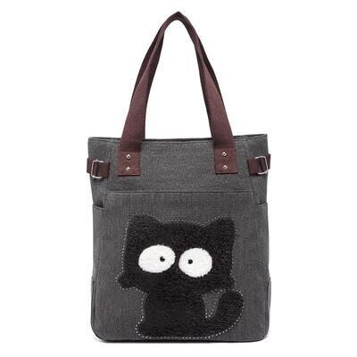 

Canvas Cute Cat Pattern Shoulder Handbags Women Large Totes Shopping Bags