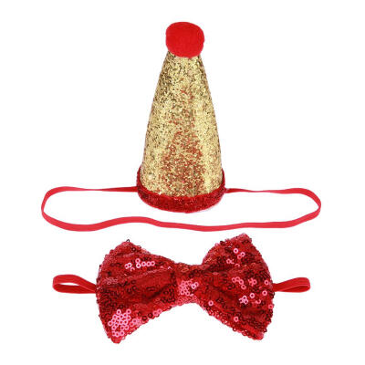 

Glitter Sequins Pets Dogs Birthday Bowknot Headwear Caps Party Costume Hat