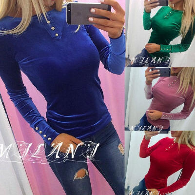 

Women&39s Fashion Long Sleeve Shirt Casual Slim Blouse Loose Velvet Tops T Shirt