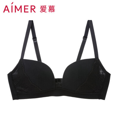 

Amour underwear Yuemu source 34 cup no support medium thick mold cup lace smooth gathering adjustment small chest ladies bra AM172241 black B70