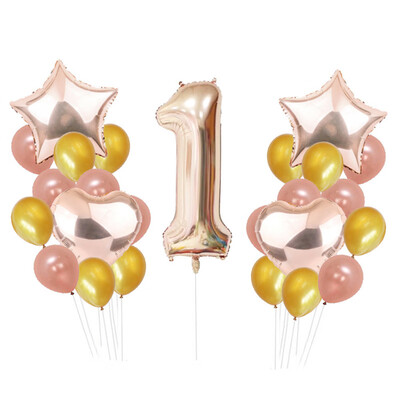 

Toponeto 25pcs Metallic Glossy One Year Old First Birthday 1 Month Number Float Balloon