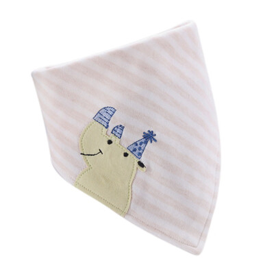 

44531cm Baby Saliva Towel Newborn Cotton Double-Layer Buckle Triangle Scarf Children Stereo Embroidery Cartoon Bib