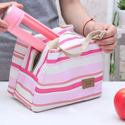 

Fashion Insulated Thermal Cooler Striped Lunch Bag Travel Bag Picnic Carry Tote Cases