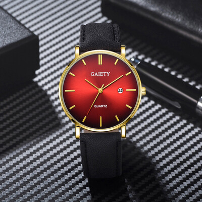 

Gobestart Fashion Simple Simple Casual Calendar Business Leather With Strap Mens Watch