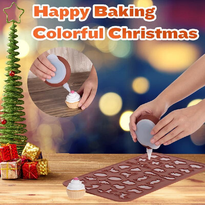 

Macaron Sets Silicone Baking Molds for Christmas Chocolate Model Kit Pastry Baking Mat with Decorating Piping Pot 5pcs Nozzles