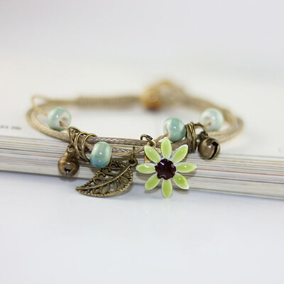 

Daisy Flower Bracelet Fashion Delicate Hand-woven Ceramic Beads Bracelet Originality Chinese Style Bracelet Adorn Article