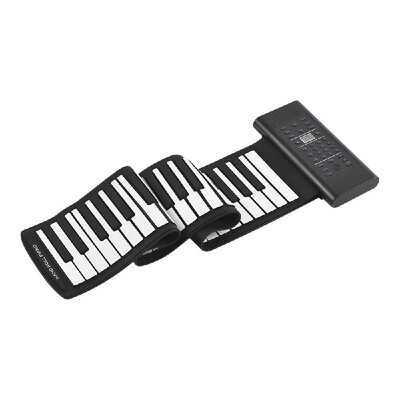 

Portable 61-Key Roll Up Piano Electronic Keyboard Silicon Built-in Stereo Speaker 1000mA Li-ion Battery Support MIDI OUT Microphon