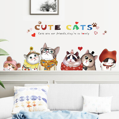 

Siaonvr CUTE CATS Cartoon Cat Wall Sticker Bedroom Study Background Wall Sticker