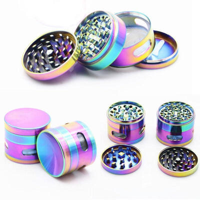 

Flat Tobacco Herb Spice Grinder 4 Piece Herbal Smoke Metal Chromium Crusher