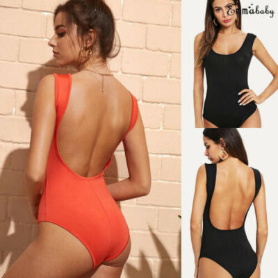 

Women Romper Jumpsuit Leotard Sleeveless Backless Top Stretch Blouse Bodysuit