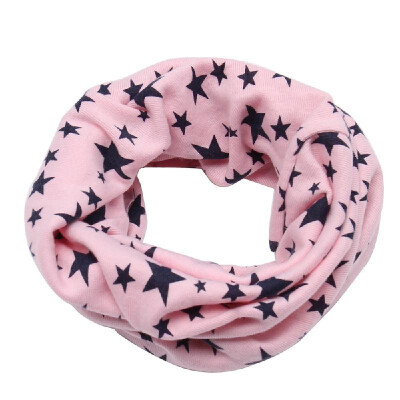 

Children Warm Cotton Scarf O Ring Shawl Neckerchief Boy Girl Circle Loop Cartoon Smile Face Star Pattern Neck Warmer