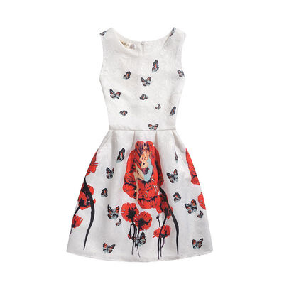 

Children Girls Princess Dress Sleeveless Kids Dresses For Girls Printed Casual Children Clothing Vestido Infantil 8-13Y