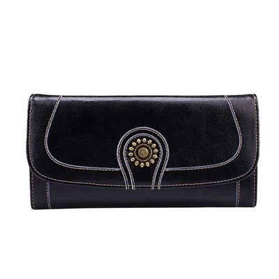 

Tailored Long leather high-capacity multi-function mobile phone bag lady retro wallet BK