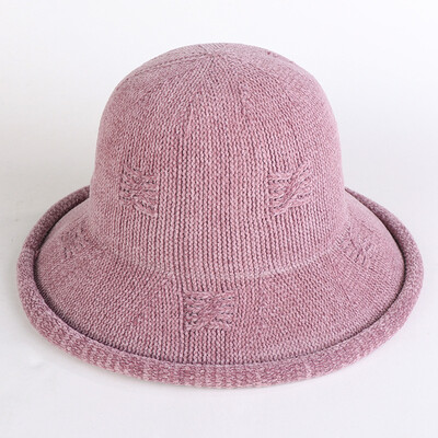 

Winter&winter womens Korea Korean knit corduroy cap edge fish cap casual pure pure color hat