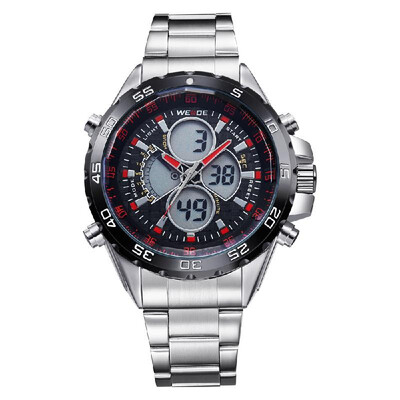 

WEIDE WH1103 Dual Display Two Movement Quartz Digital Men Watch 3ATM Waterproof LCD Backlight Auto Date Day Week Alarm Stopwatch W