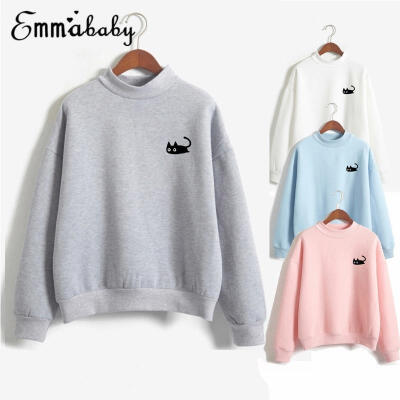 

Fashion Women Hoodies Long Sleeve Pullover Sweater Cat Jumper Sweatshirt Casual Tops