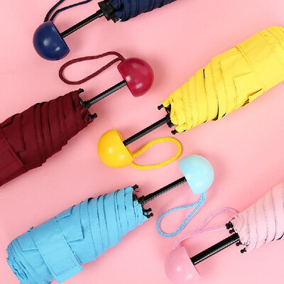 

Mini Capsule Umbrella Travel Pocket Rain Strong Dual-purpose Waterproof Windproof Five-folding Umbrellas Compact Anti-UV Sunshade