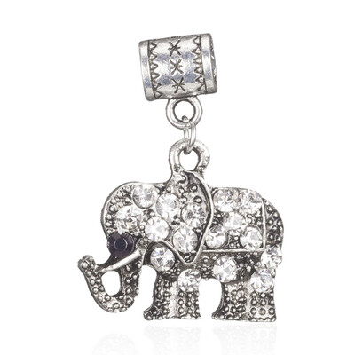 

Alloy European Dangle Beads Pendants with Rhinestone Elephant Antique Silver 32mm Hole 5mm Elephant 23x20x4mm