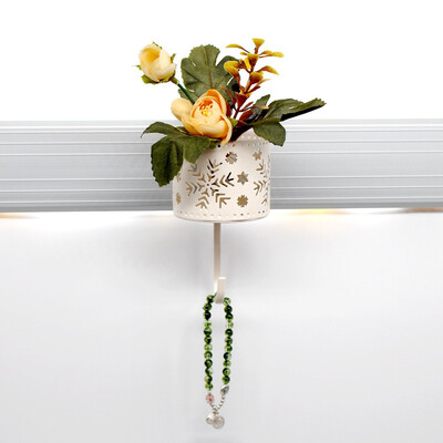 

Gobestart Wrought Iron Hook Decor Room Wall Shelf Creative Flower Basket Storage Rack