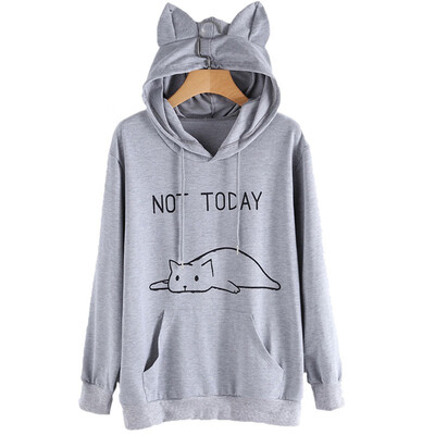

Cosy Womens Printed Long Sleeve Hoodies Pullovers Fashion Cat Ear Hooded Sweatshirts Women Tops Female Clothes harajuku