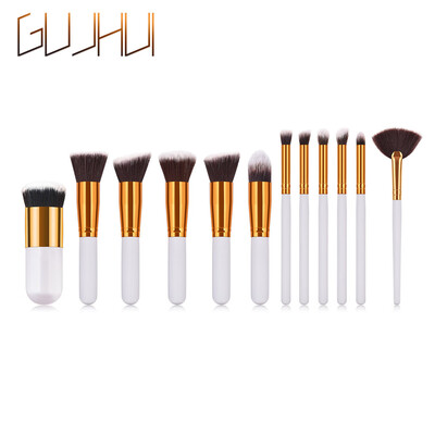 

〖Follure〗12PCS White Wooden Cosmetic Makeup Brush Foundation Powder Eyeshadow Brush