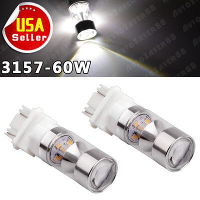 

2 X 6000K White 3157 High Power 60W Non-Polarity LED Backup Reverse Light Bulbs