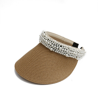 

Hat ladies Korean travel beach hat female Pearl Hat Hat Hat Hat spring&summer straw sun visor