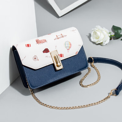 

The Korean version of Chain Square Bag with One Shoulder Slant Bag