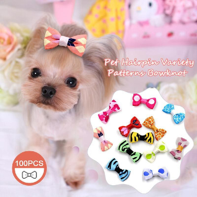 

100Pcs Pet Dog Hairpin Dog Bow Tie Variety Patterns Bowknot Dog Grooming Hair Accessories