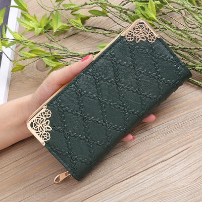 

Long Wallet Women Purses Fashion Embossed Lingge Wallet Zipper Long Lady Clutch Money Bag Multi-card Purse Portefeuille