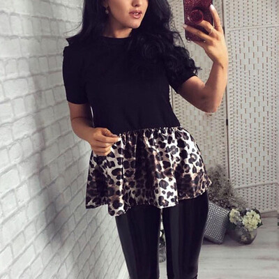 

Womens Tops Ladies Shirts Summer Splicing Tops Fashion Plus Size Casual