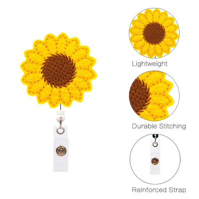 

〖Follure〗Sunflower Badge Reel Holder Accurate Stitching Strap Telescopic Retracting Clip