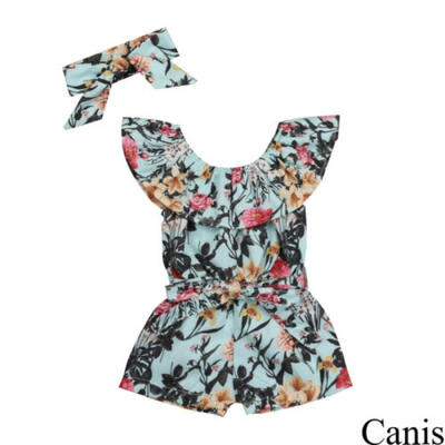 

2Pcs Newborn Baby Girl Ruffle Floral Short Sleeve Romper Jumpsuit Outfits Summer