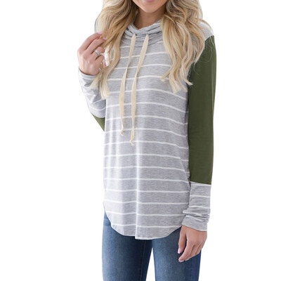 

Tailored Women Long Sleeve Casual Striped Stitching Pullover SweatShirts Top Blouse