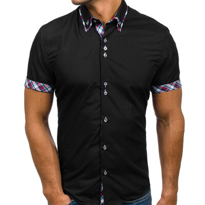 

Mens Summer Short Sleeve Shirts Casual Cotton Formal Slim Fit Shirt