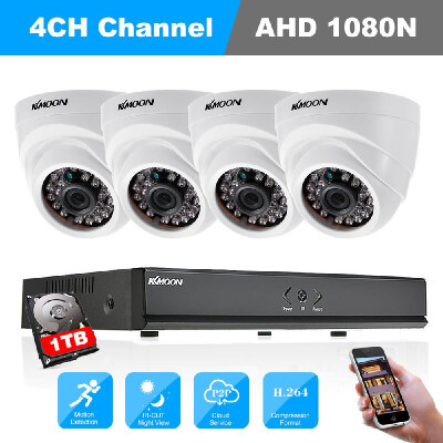 

KKmoon 4CH Channel Full 1080N AHD DVR HVR NVR 41800TVL AHD Dome IR CCTV Camera 460ft Surveillance Cable 1TB Hard Drive Sup