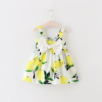 

Toddler Kids Baby Girls Lemon Floral Casual Summer Dress Sundress Clothes 0-3Y