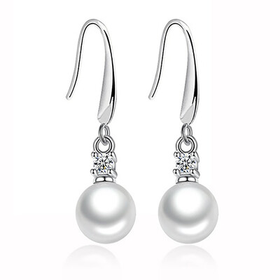 

Chic Women Zircon Inlaid Faux Pearl Hook Earrings Eardrop Party Bridal Jewelry