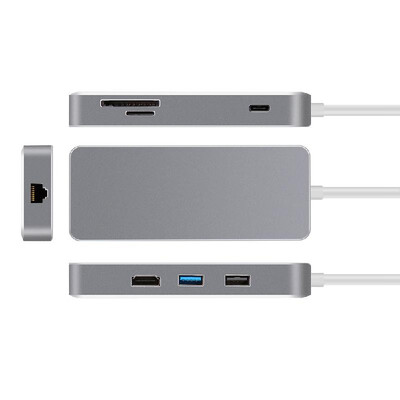 

7-in-1 Multifunctional USB Type C Hub with Power Delivery 2K High Definition Output Port DataTF Card Reader PD Charging Port USB