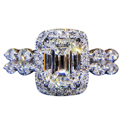 

Fashion Desgin Ring Big Square White Stone Rings Women Jewelry Wedding Engagement Gift Inlaid Stone Rings