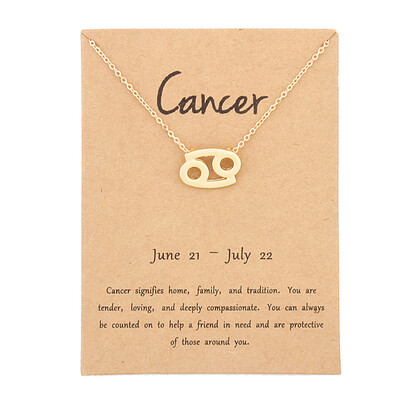

12 Constellation Zodiac Sign Pendant Necklace Gold Short Chain Choker Leo Libra Necklaces for Womens Girl Jewelry Birthday Gift