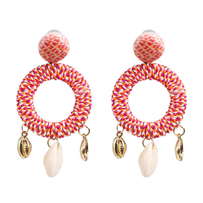 

Handmade weaving rope Sea Shell Earrings For Women Bohemia Cowrie Statement Earrings 2019 Summer Beach Holiday Jewelry